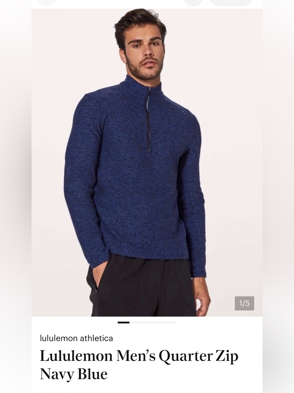 Lululemon Athletica Men’s Heathered Navy Quarter-Zip Pullover